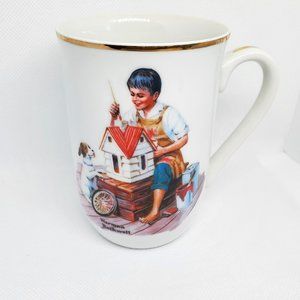 Vintage 1982 Norman Rockwell Coffee Tea Mug, "A Dollhouse For Sis"